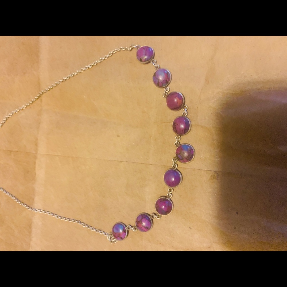 Sterling silver purple turquoise necklace
